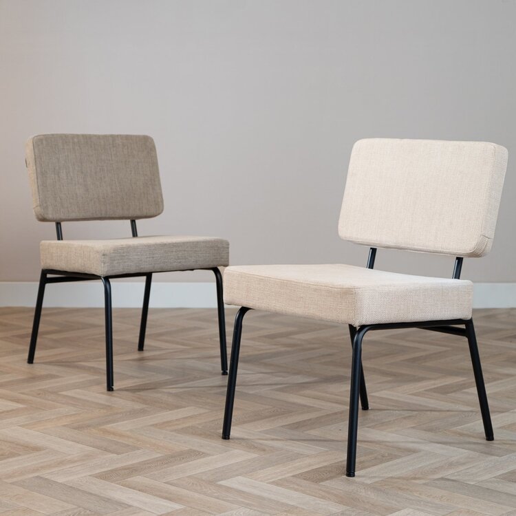 Chaise de salle à manger scandinave Espen en tissu recyclé beige