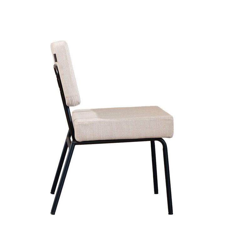 Chaise de salle à manger scandinave Espen en tissu recyclé beige