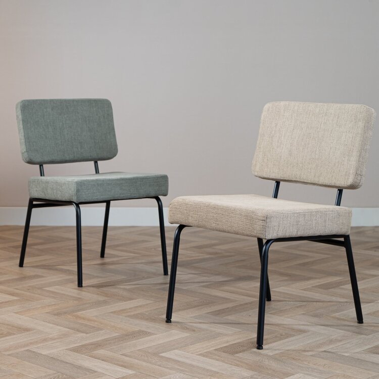 Chaise de salle à manger scandinave Espen en tissu recyclé taupe