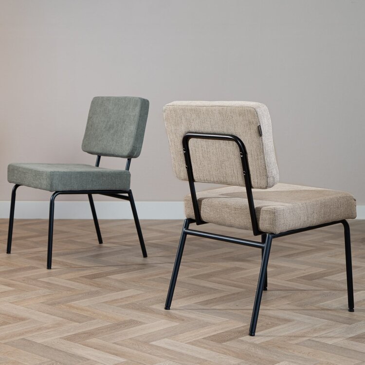 Chaise de salle à manger scandinave Espen en tissu recyclé taupe