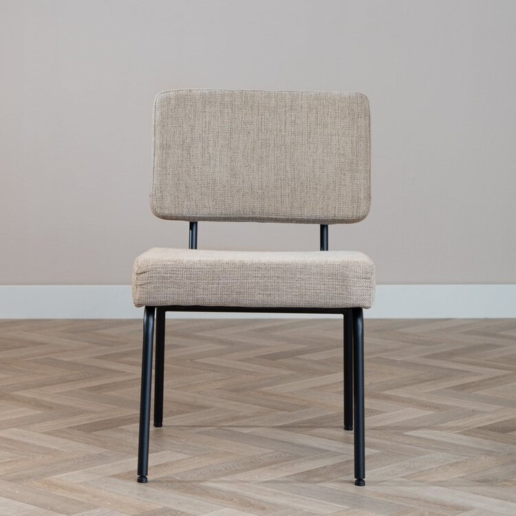 Chaise de salle à manger scandinave Espen en tissu recyclé taupe