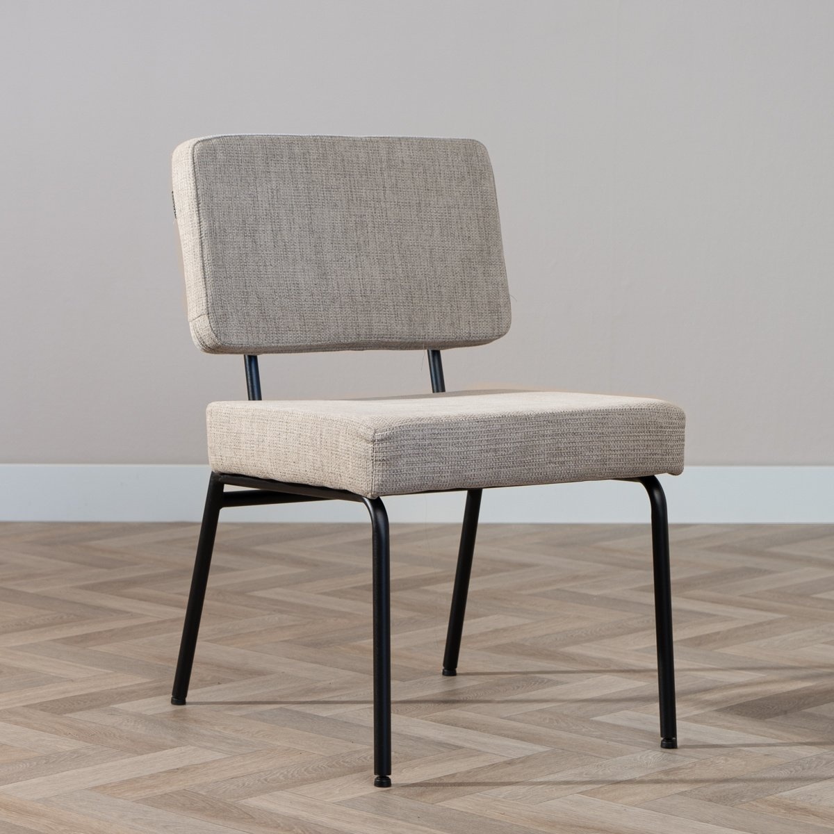 Chaise de salle à manger scandinave Espen en tissu recyclé taupe