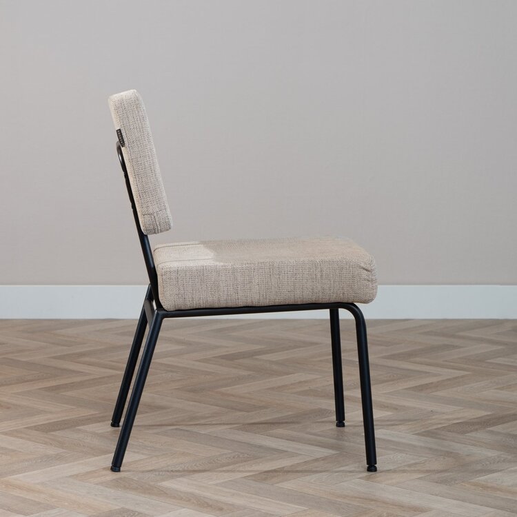 Chaise de salle à manger scandinave Espen en tissu recyclé taupe