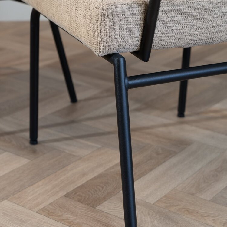 Chaise de salle à manger scandinave Espen en tissu recyclé taupe