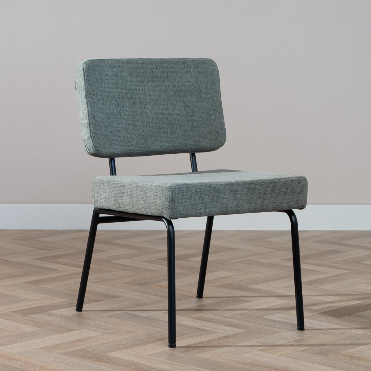 Chaise de salle à manger scandinave Espen en tissu recyclé vert