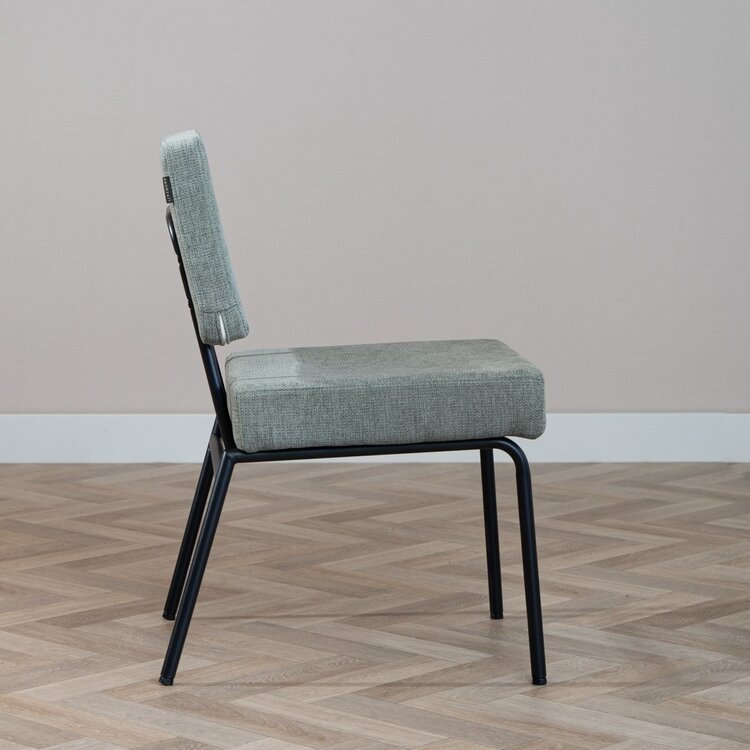 Chaise de salle à manger scandinave Espen en tissu recyclé vert