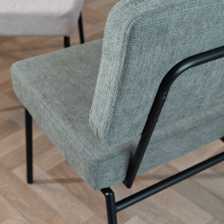 Chaise de salle à manger scandinave Espen en tissu recyclé vert