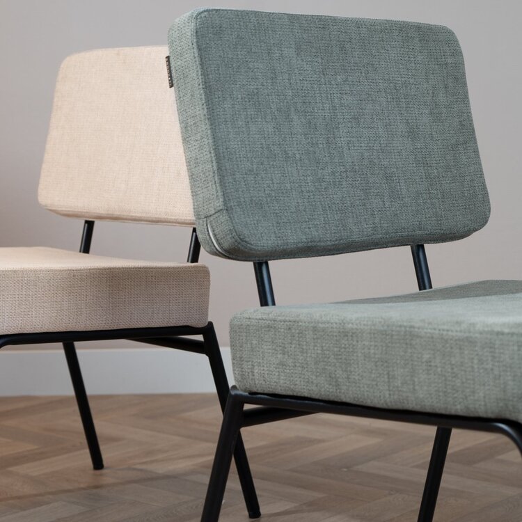 Chaise de salle à manger scandinave Espen en tissu recyclé vert