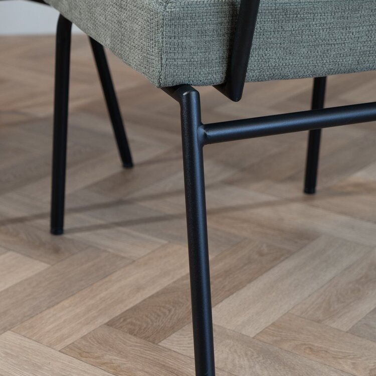 Chaise de salle à manger scandinave Espen en tissu recyclé vert