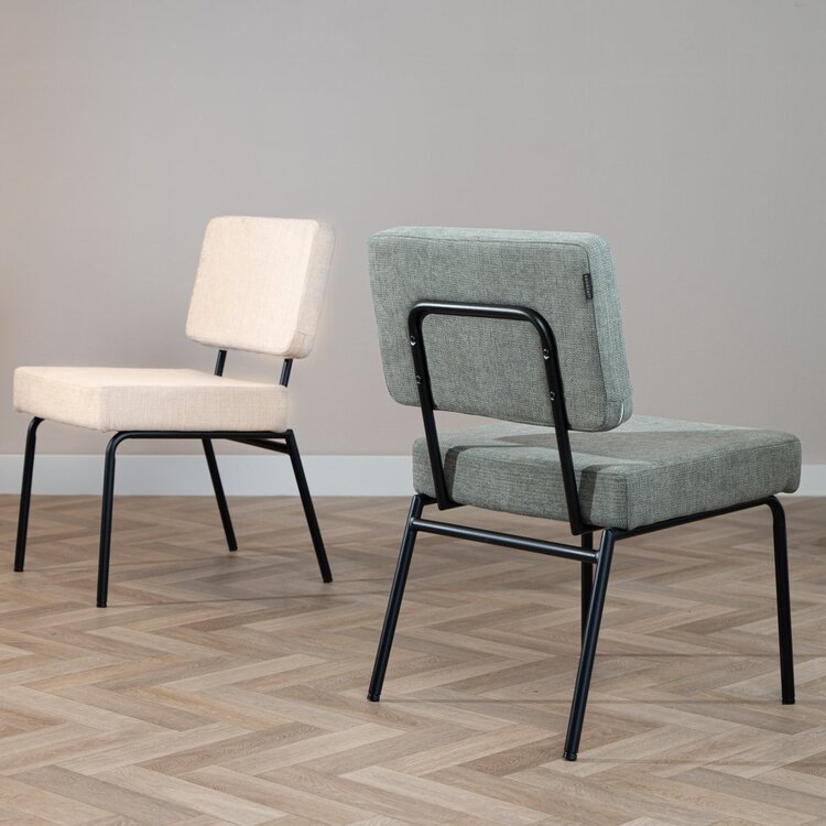 Chaise de salle à manger scandinave Espen en tissu recyclé vert