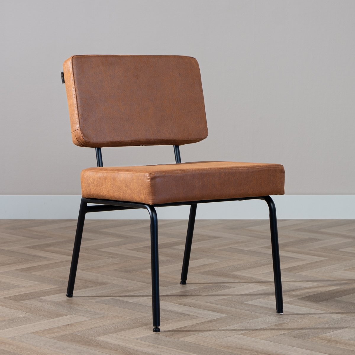 Chaise de salle à manger industrielle Espen cognac éco-cuir