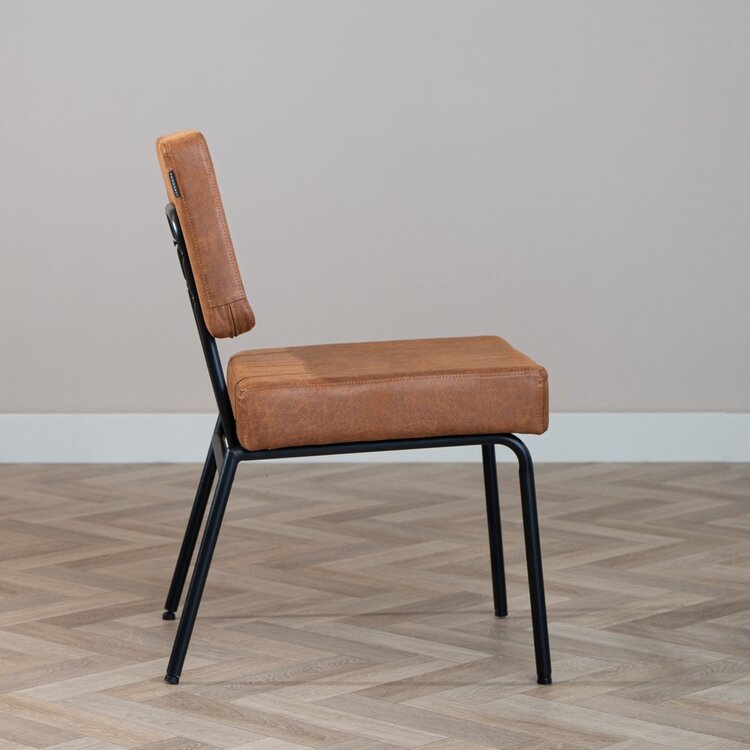 Chaise de salle à manger industrielle Espen cognac éco-cuir