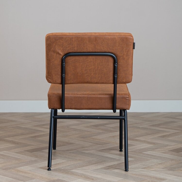 Chaise de salle à manger industrielle Espen cognac éco-cuir