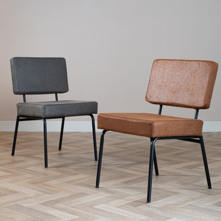 Chaise de salle à manger industrielle Espen cognac éco-cuir