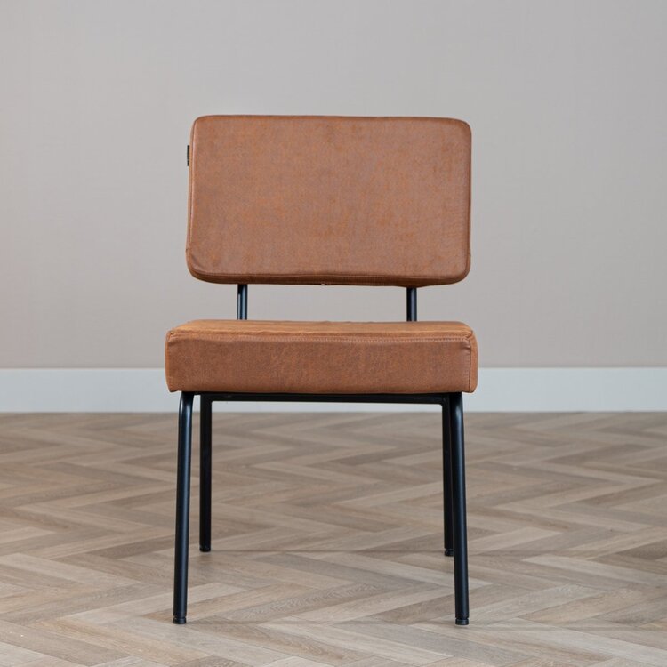 Chaise de salle à manger industrielle Espen cognac éco-cuir