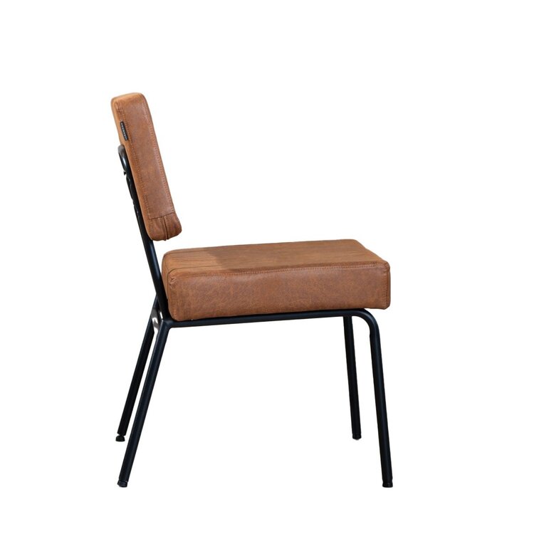 Chaise de salle à manger industrielle Espen cognac éco-cuir