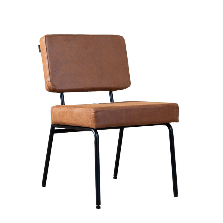 Chaise de salle à manger industrielle Espen cognac éco-cuir