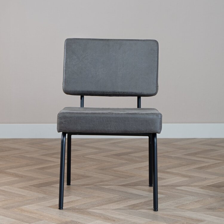 Chaise de salle à manger industrielle Espen anthracite éco-cuir