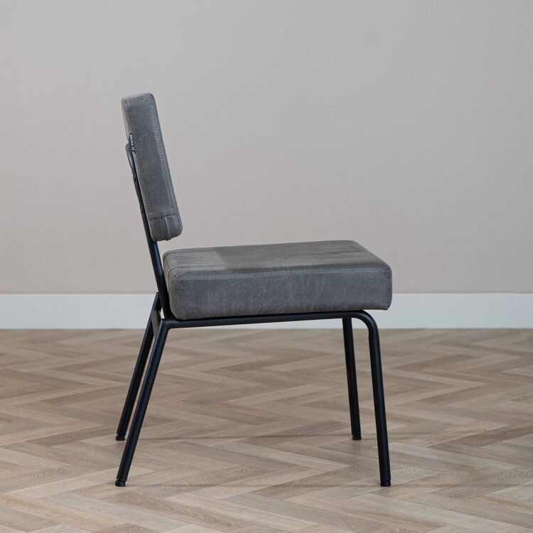 Chaise de salle à manger industrielle Espen anthracite éco-cuir