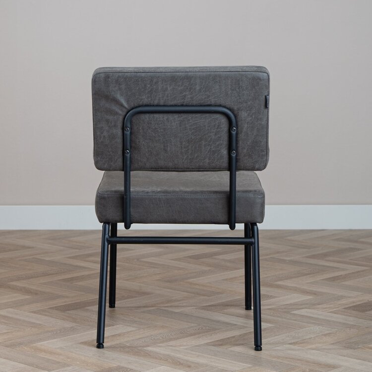 Chaise de salle à manger industrielle Espen anthracite éco-cuir