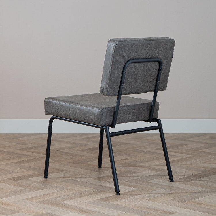 Chaise de salle à manger industrielle Espen anthracite éco-cuir