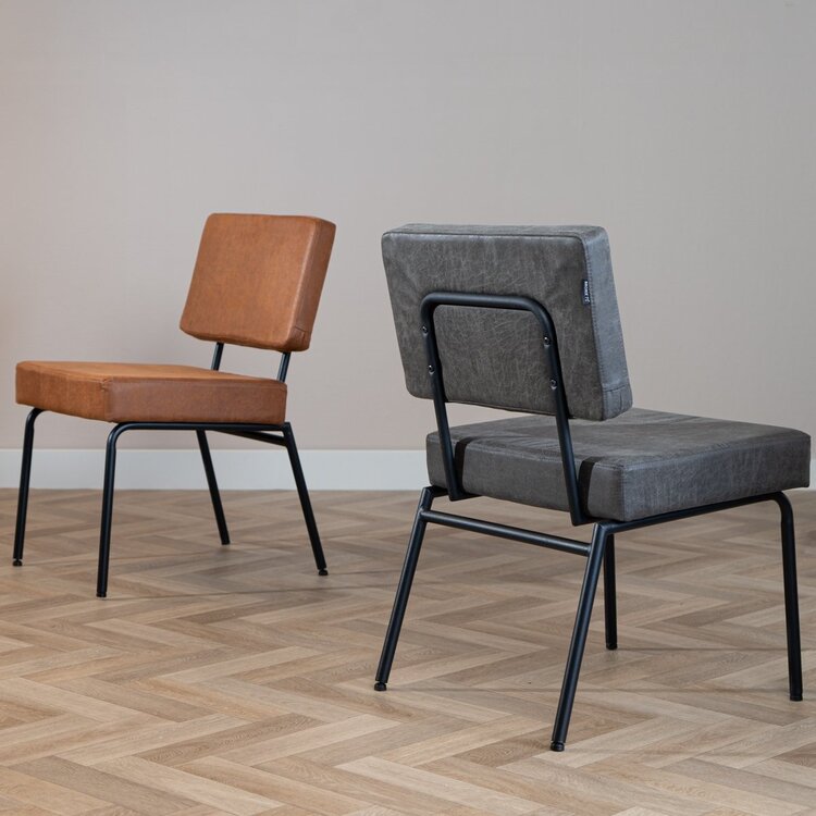 Chaise de salle à manger industrielle Espen anthracite éco-cuir
