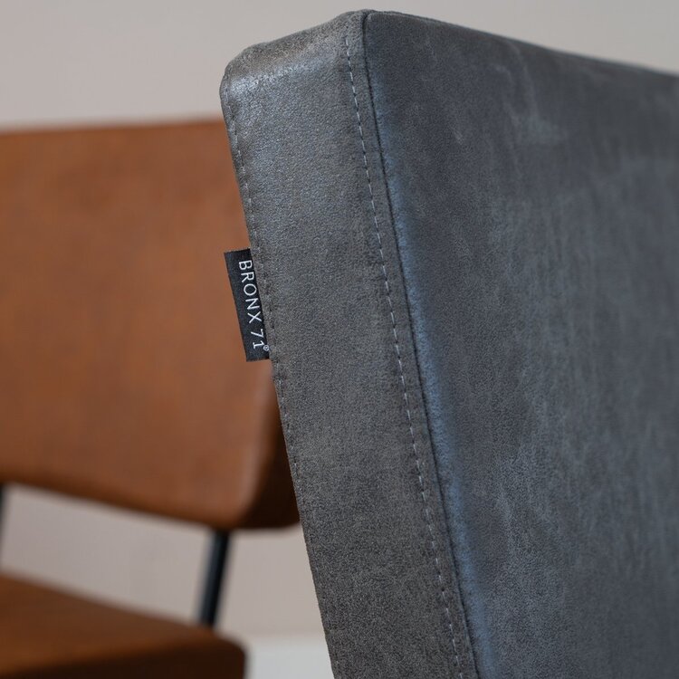Chaise de salle à manger industrielle Espen anthracite éco-cuir