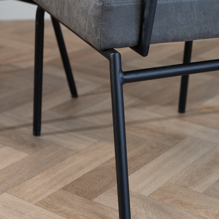 Chaise de salle à manger industrielle Espen anthracite éco-cuir