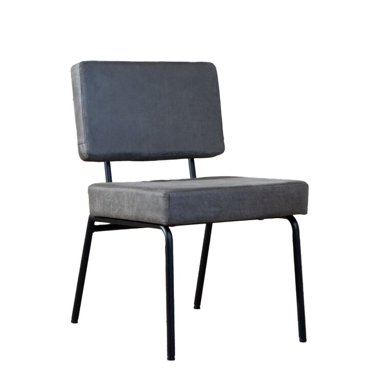 Chaise de salle à manger industrielle Espen anthracite éco-cuir