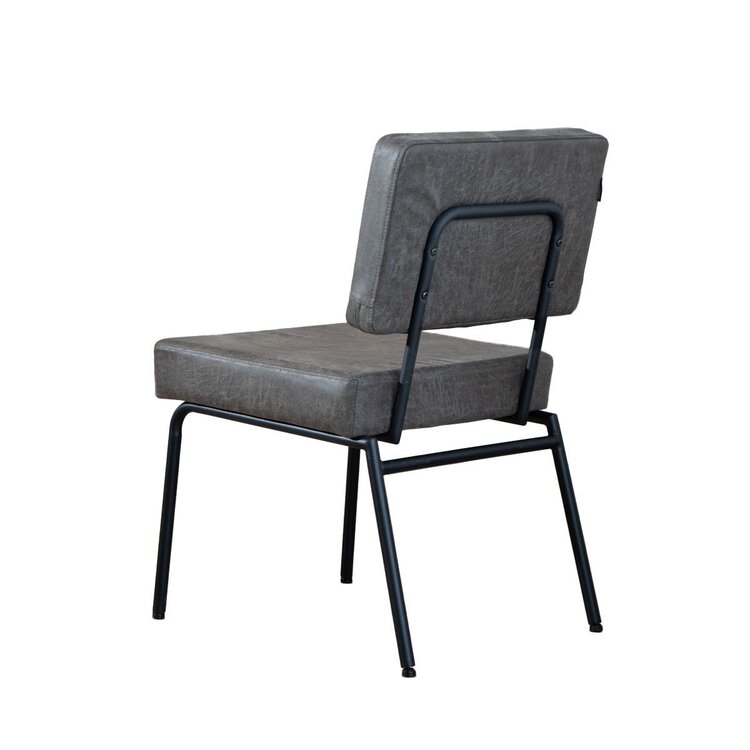 Chaise de salle à manger industrielle Espen anthracite éco-cuir