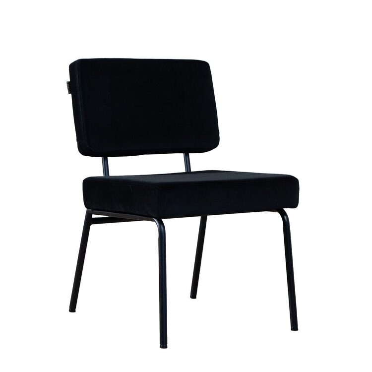 Chaise de salle à manger en velours Espen noir