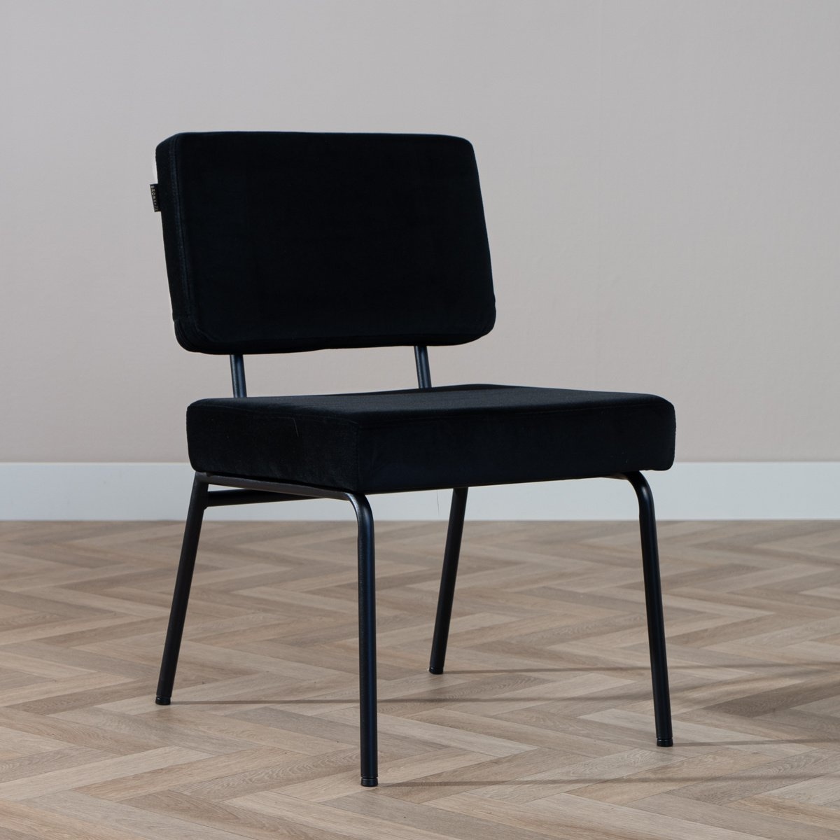 Chaise de salle à manger en velours Espen noir