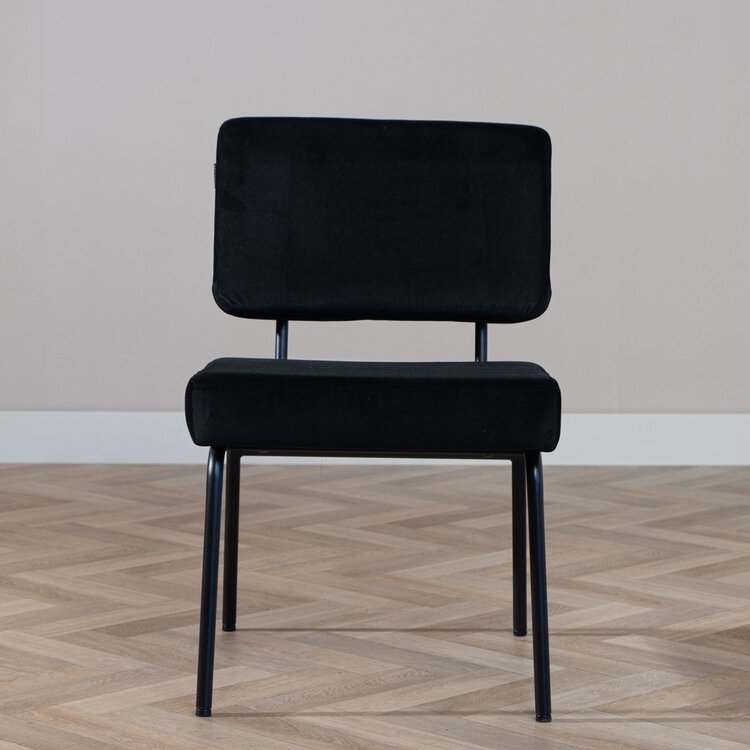 Chaise de salle à manger en velours Espen noir