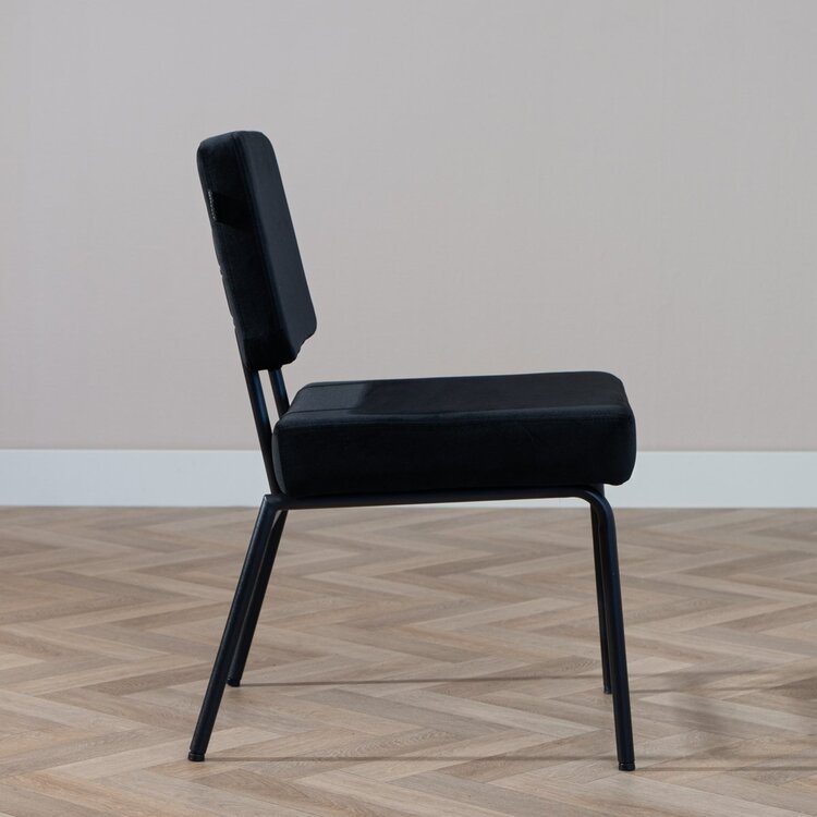 Chaise de salle à manger en velours Espen noir