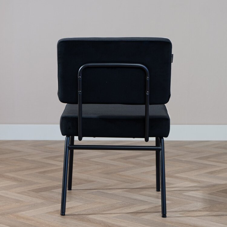 Chaise de salle à manger en velours Espen noir