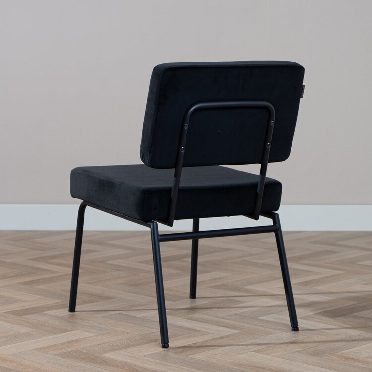 Chaise de salle à manger en velours Espen noir