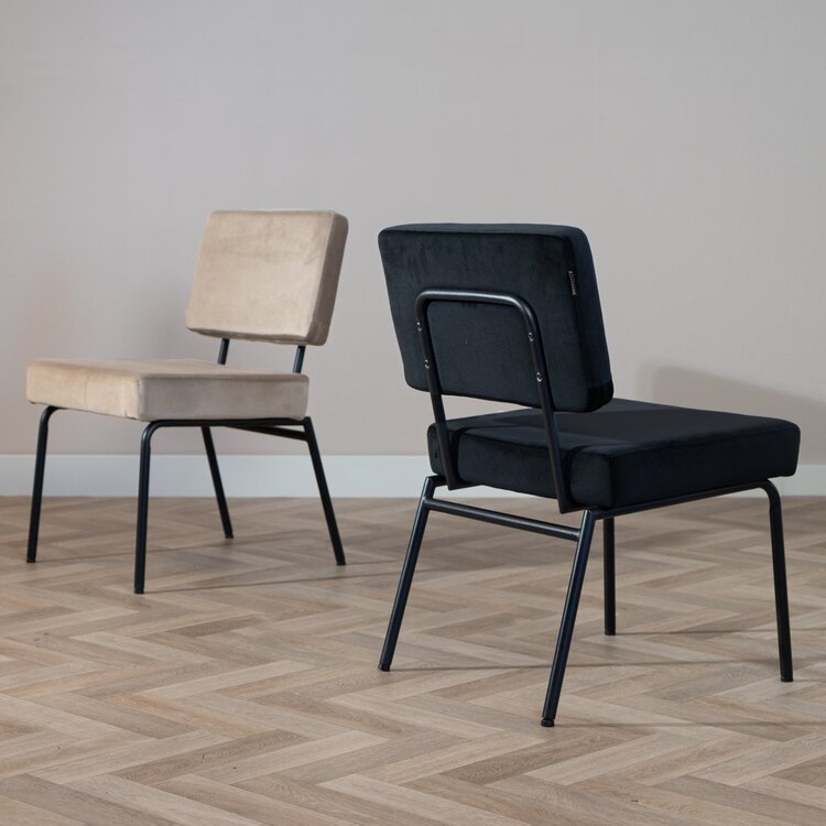 Chaise de salle à manger en velours Espen noir