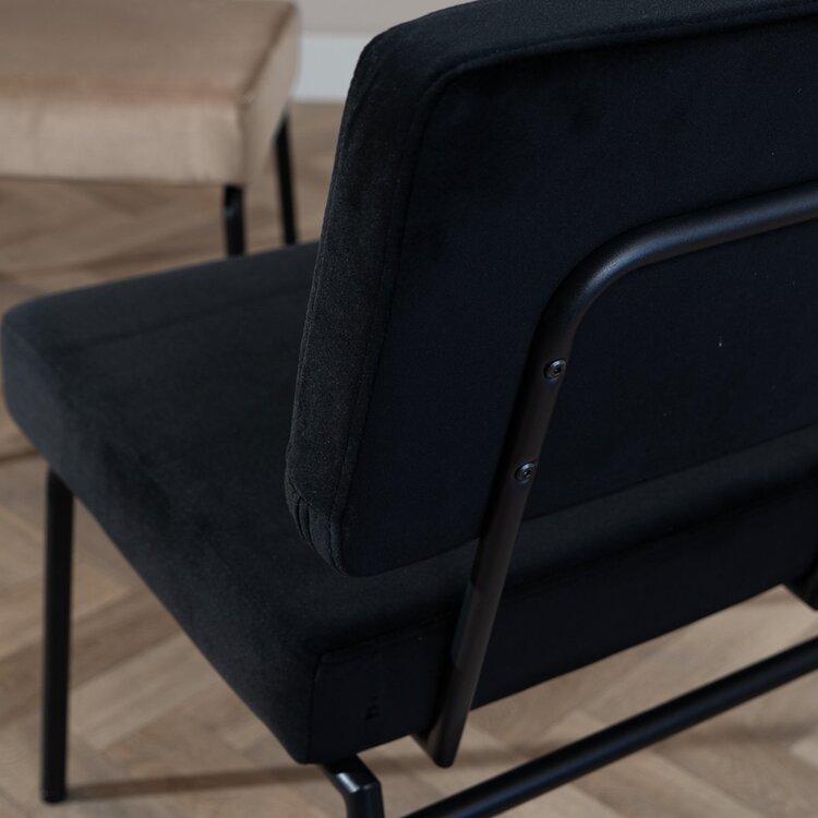Chaise de salle à manger en velours Espen noir