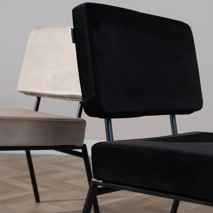 Chaise de salle à manger en velours Espen noir