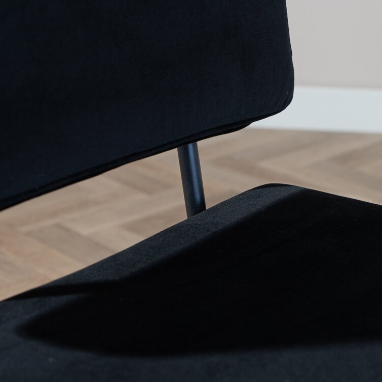 Chaise de salle à manger en velours Espen noir