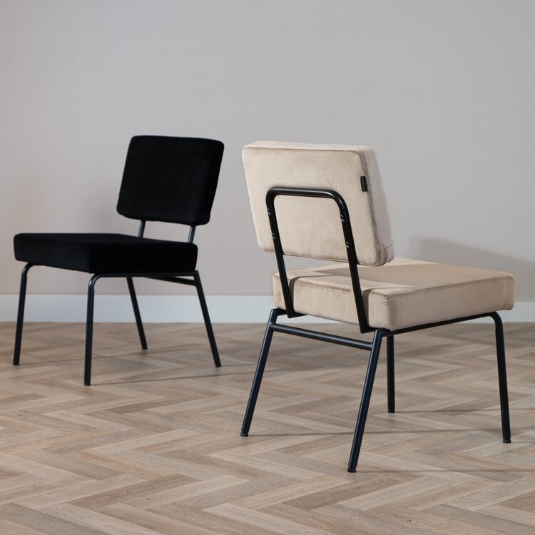 Chaise de salle à manger en velours Espen taupe