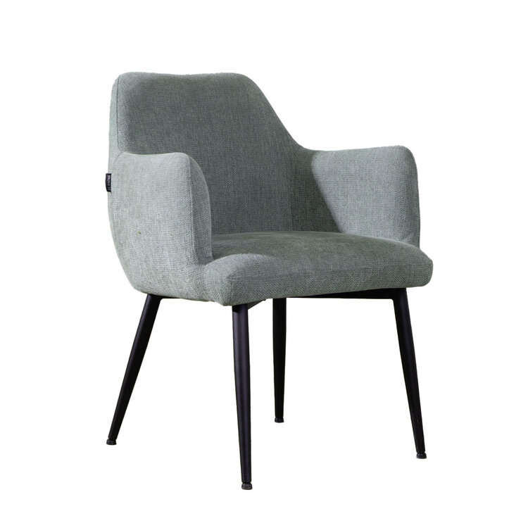 Chaise de salle à manger scandinave Lars tissu recyclé vert