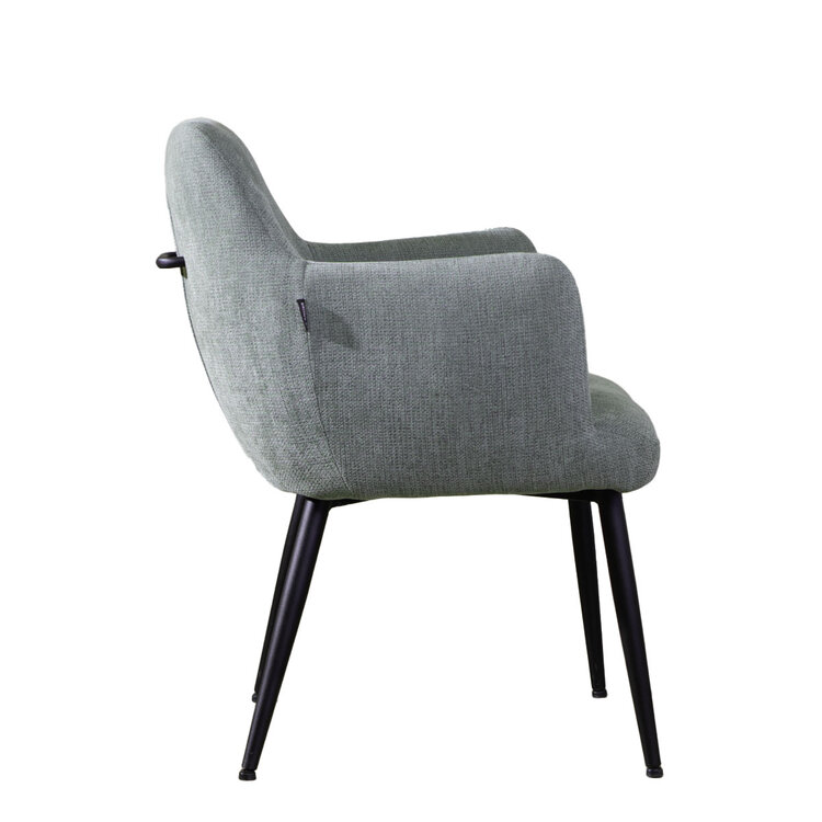 Chaise de salle à manger scandinave Lars tissu recyclé vert