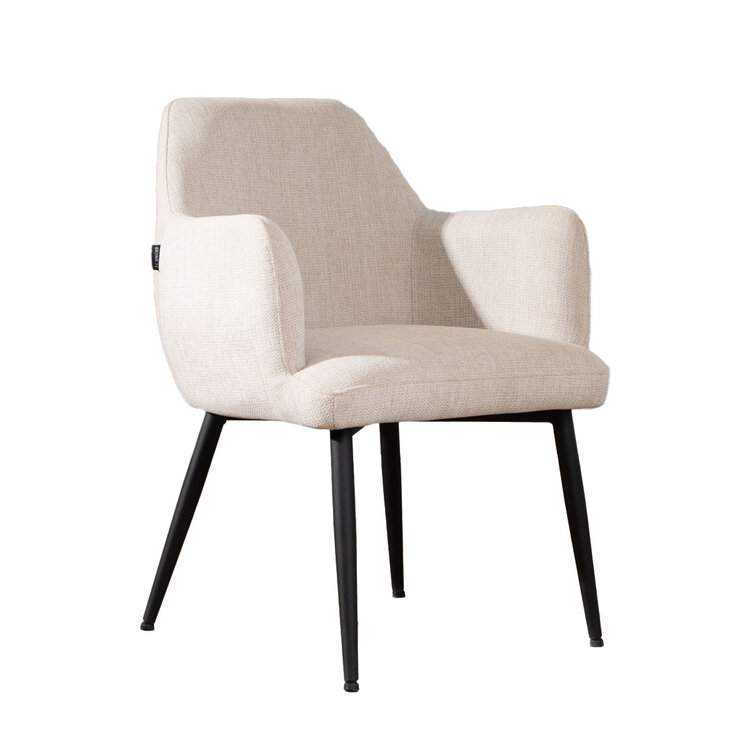 Chaise de salle à manger scandinave Lars tissu recyclé beige