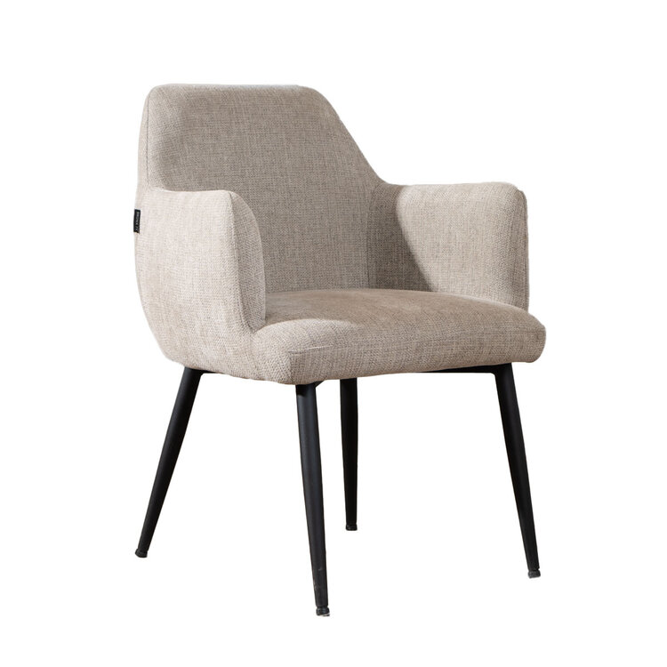 Chaise de salle à manger scandinave Lars tissu recyclé taupe