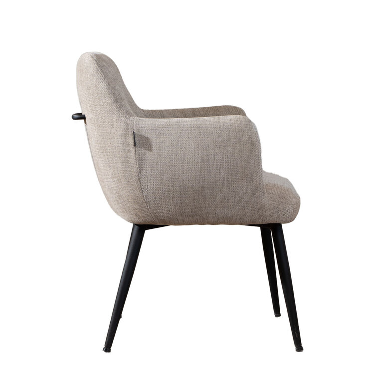 Chaise de salle à manger scandinave Lars tissu recyclé taupe