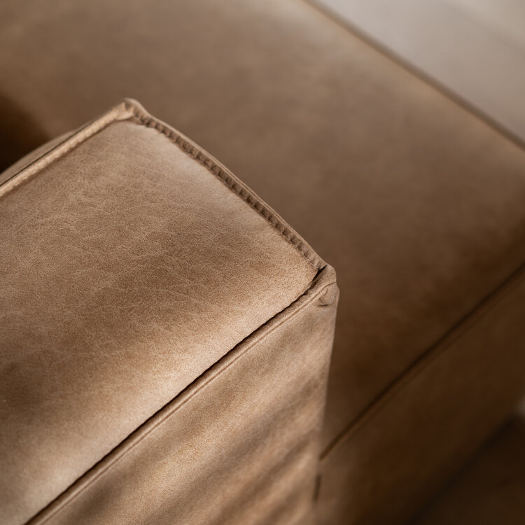 Canapé d'angle industriel Memphis éco-cuir beige gauche