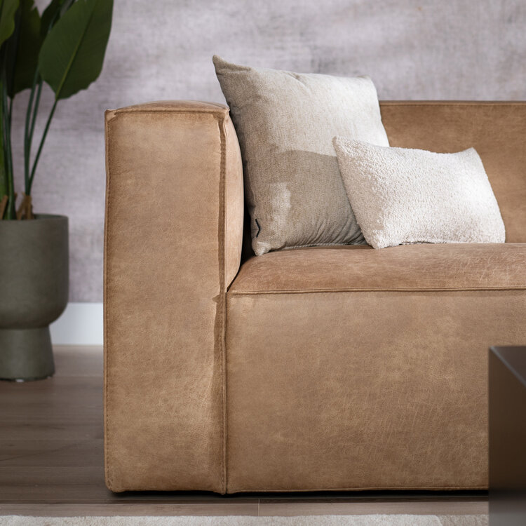 Canapé d'angle industriel Memphis éco-cuir beige droit