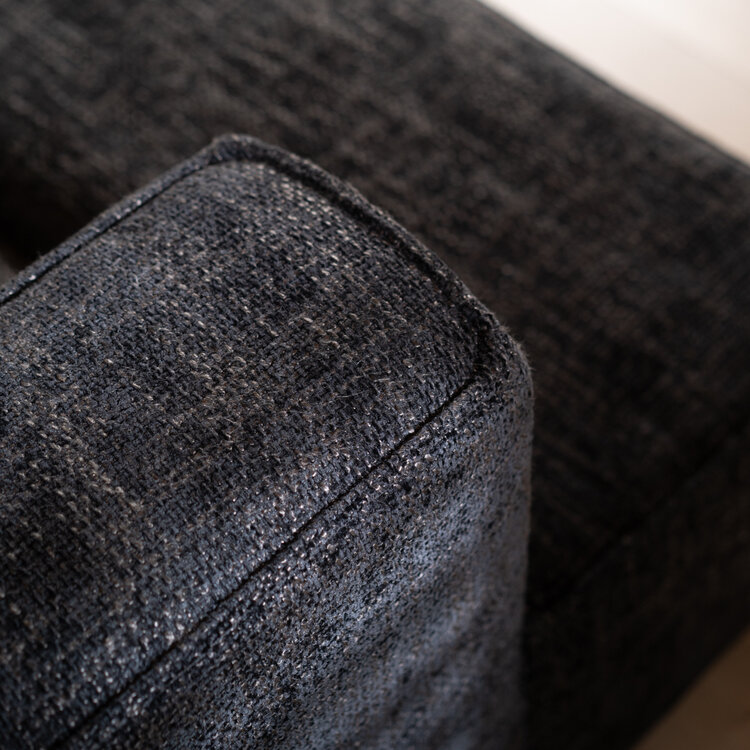 Canapé d'angle Memphis tissu chenille noir gauche