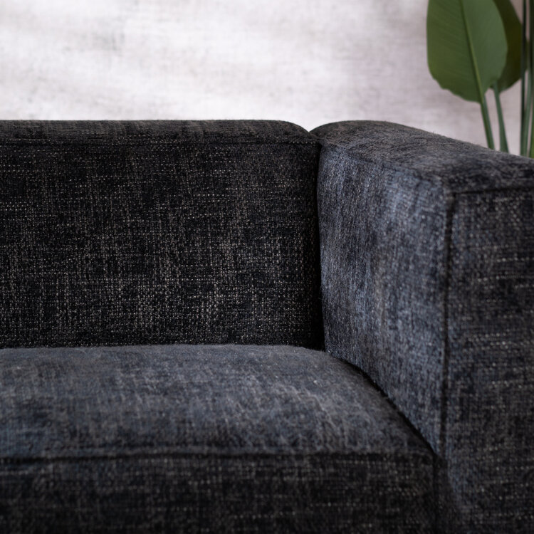 Canapé d'angle Memphis tissu chenille noir gauche